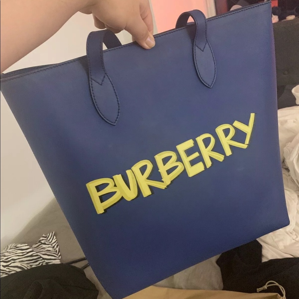 Burberry Blue Leather Tote